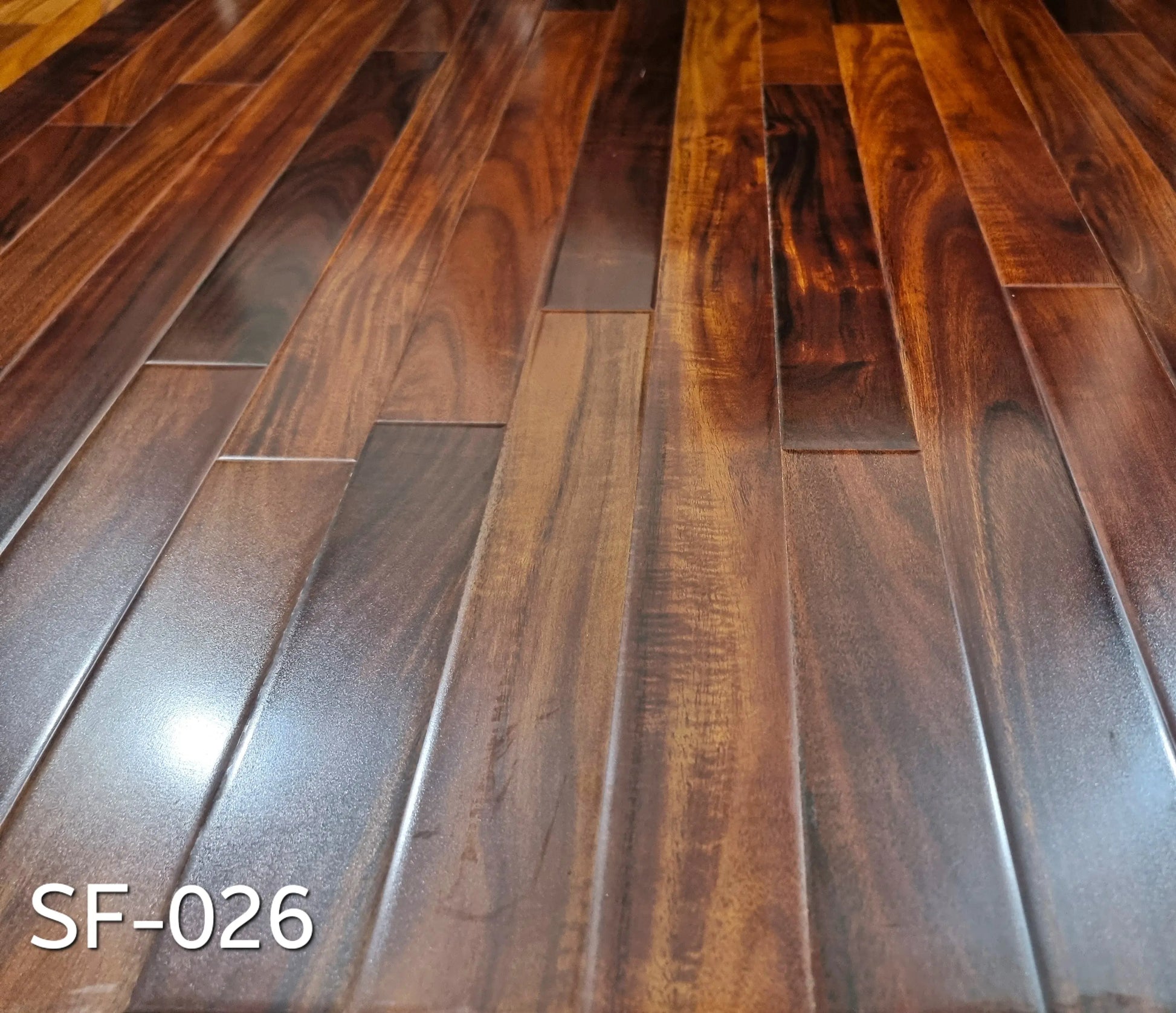 Wooden Floor, Laminated Wooden Floor, (26.66-SQFT) 3-Strips Glossy Finish, Wooden Floor, With FREEUnder Layer (Jambolan) My Store