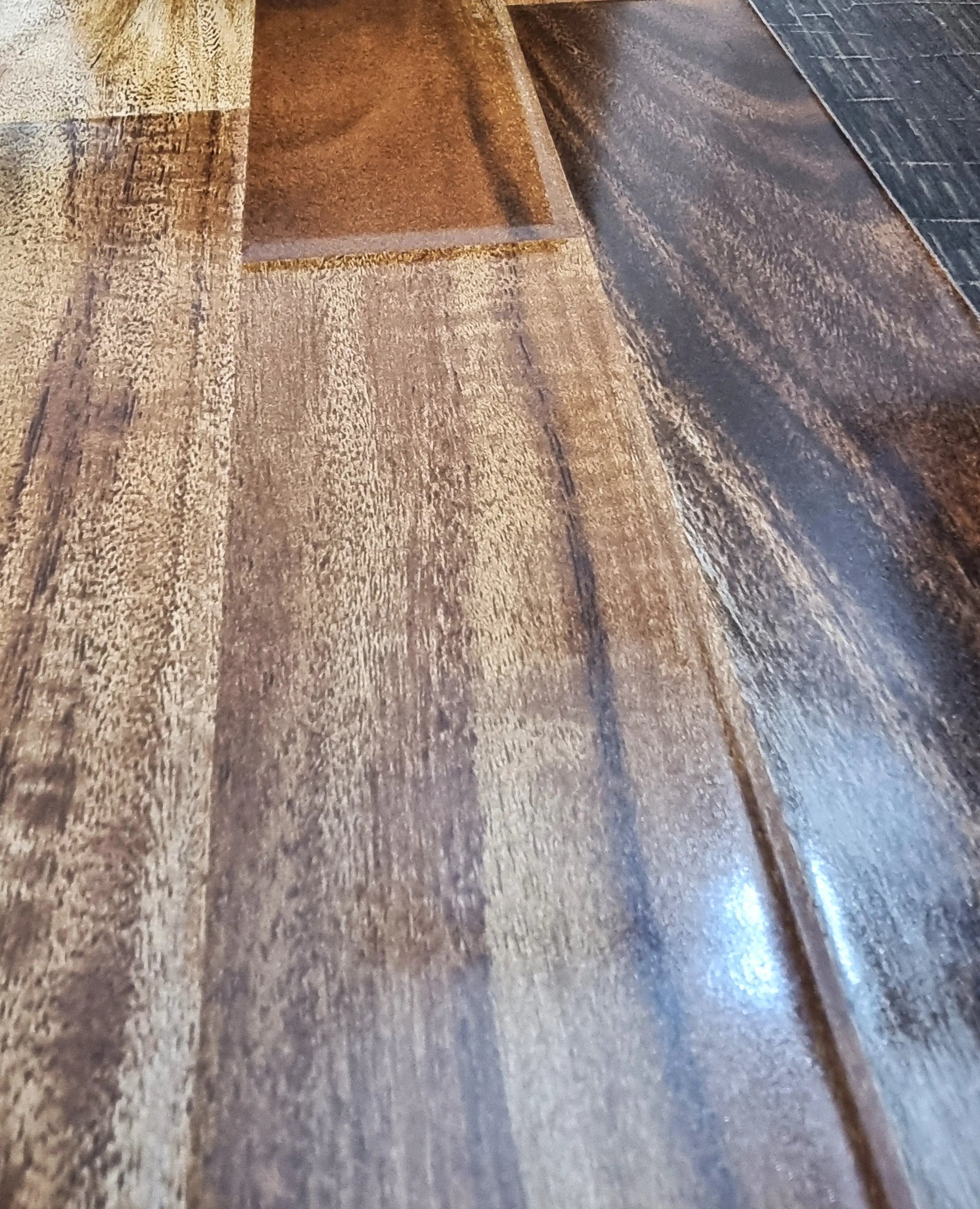 Wooden Floor, Laminated Wooden Floor, (26.66-SQFT) 3-Strips, Glossy Finish, Wooden Floor, FREE Under Layer (Jumbolon) My Store