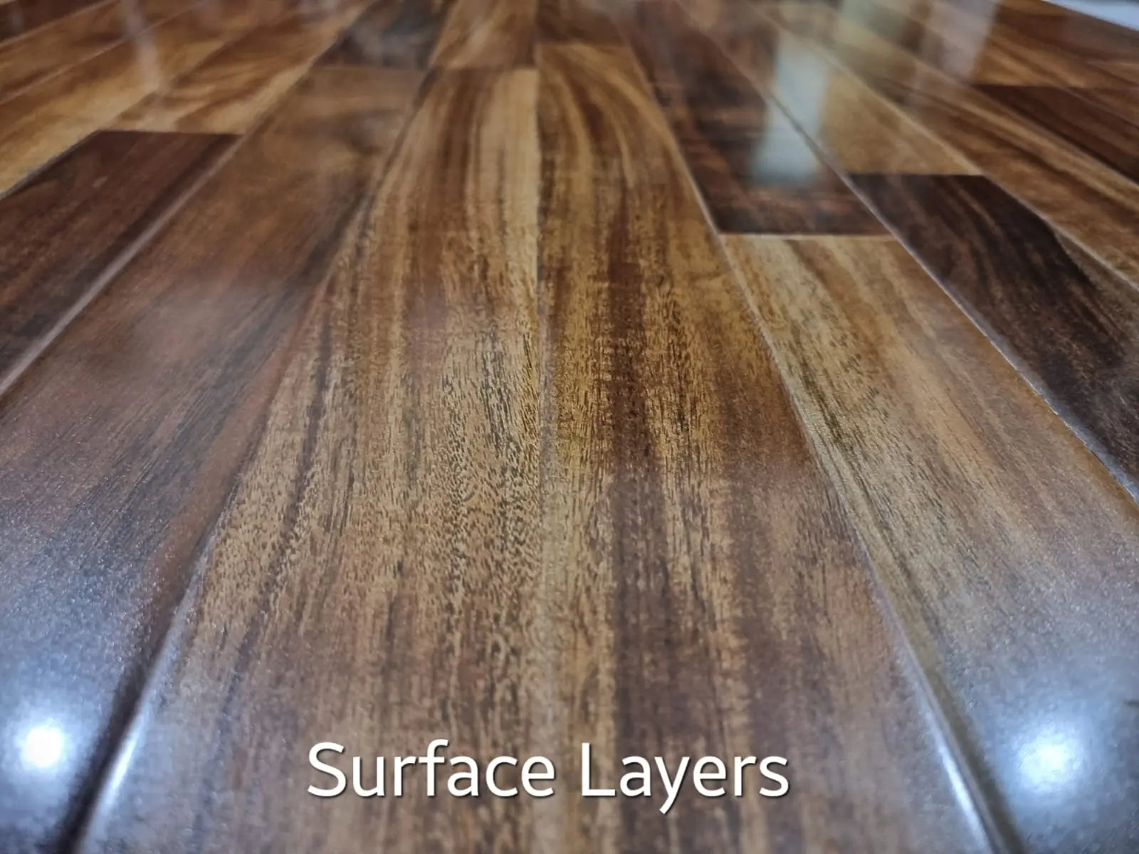 Wooden Floor, Laminated Wooden Floor, (26.66-SQFT) 3-Strips Glossy Finish, Wooden Floor, With FREEUnder Layer (Jambolan) My Store