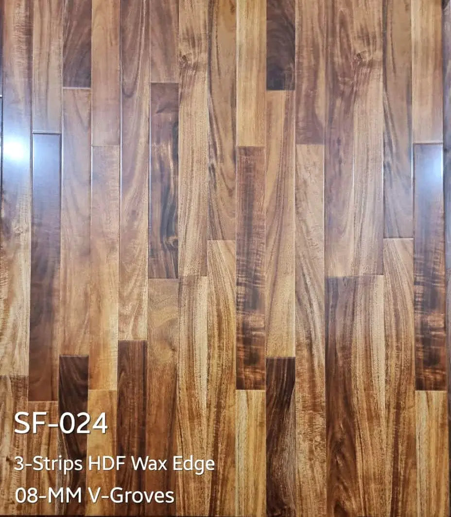 Wooden Floor, Laminated Wooden Floor, (26.66-SQFT) 3-Strips Glossy Finish, Wooden Floor, With FREEUnder Layer (Jambolan) My Store